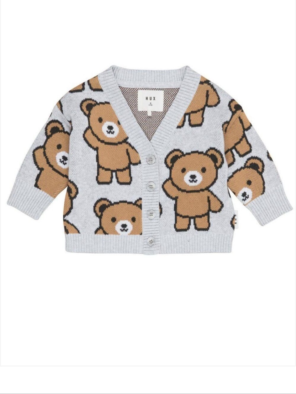 Hux Baby Hello Hux Boxy Bears Organic Cotton Cardigan Sweater 12-18 Months